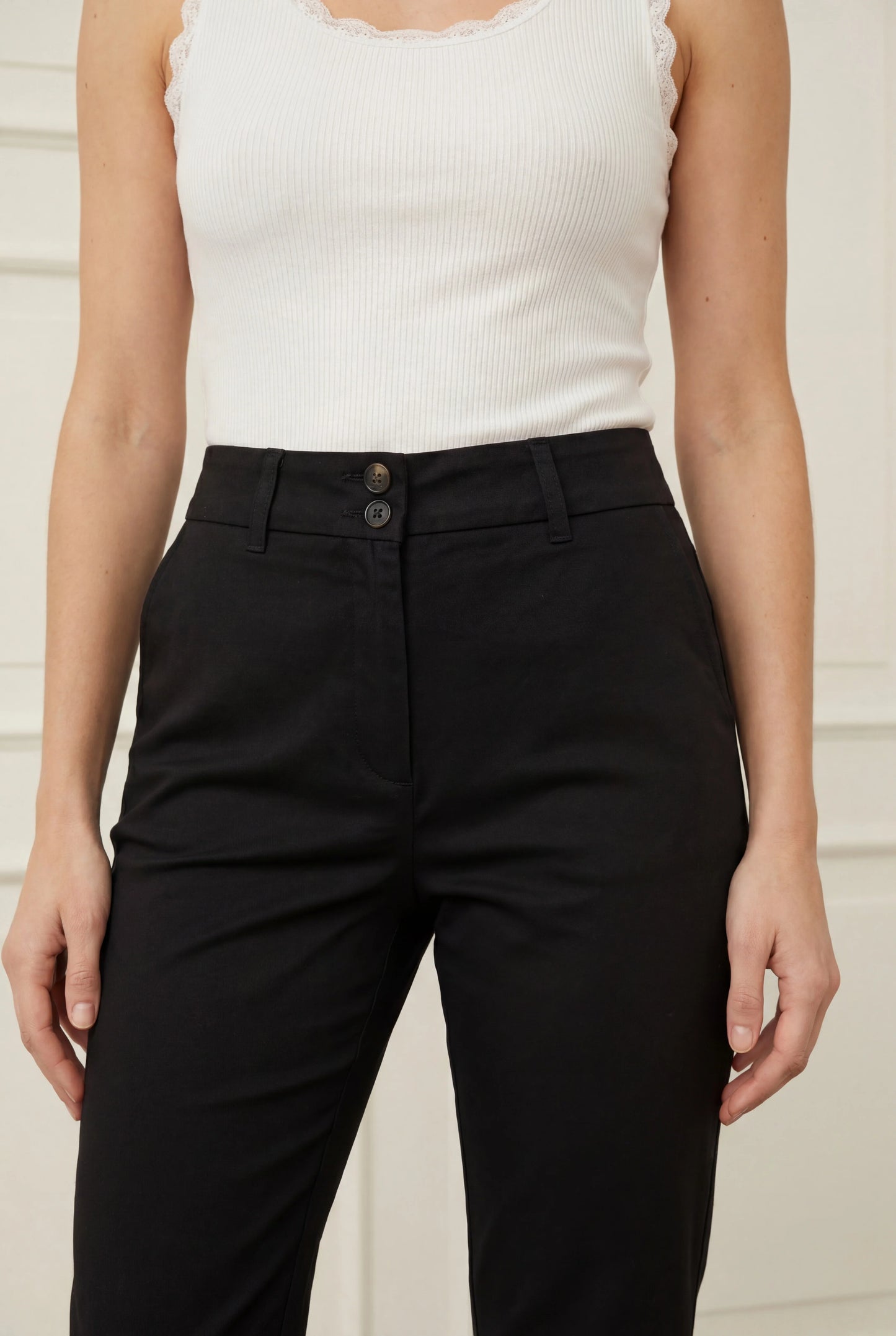 LONG HIGHWAIST CHINO BLACK ISAY