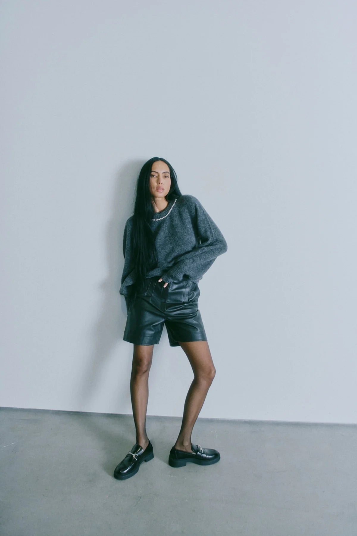 IBRA - PULLOVER WITH BALLOON SLEEVE IN GREY