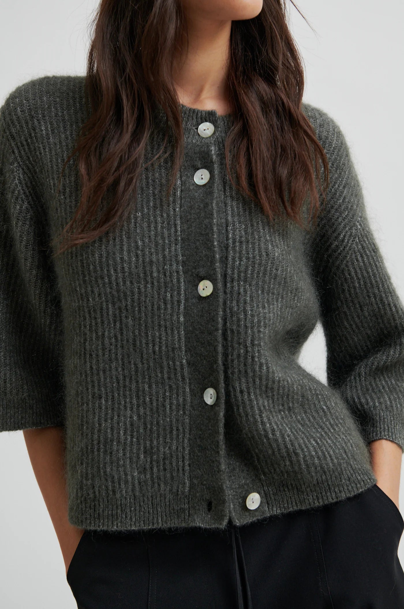 ANDREA KNIT RIB CARDIGAN SECOND FEMALE