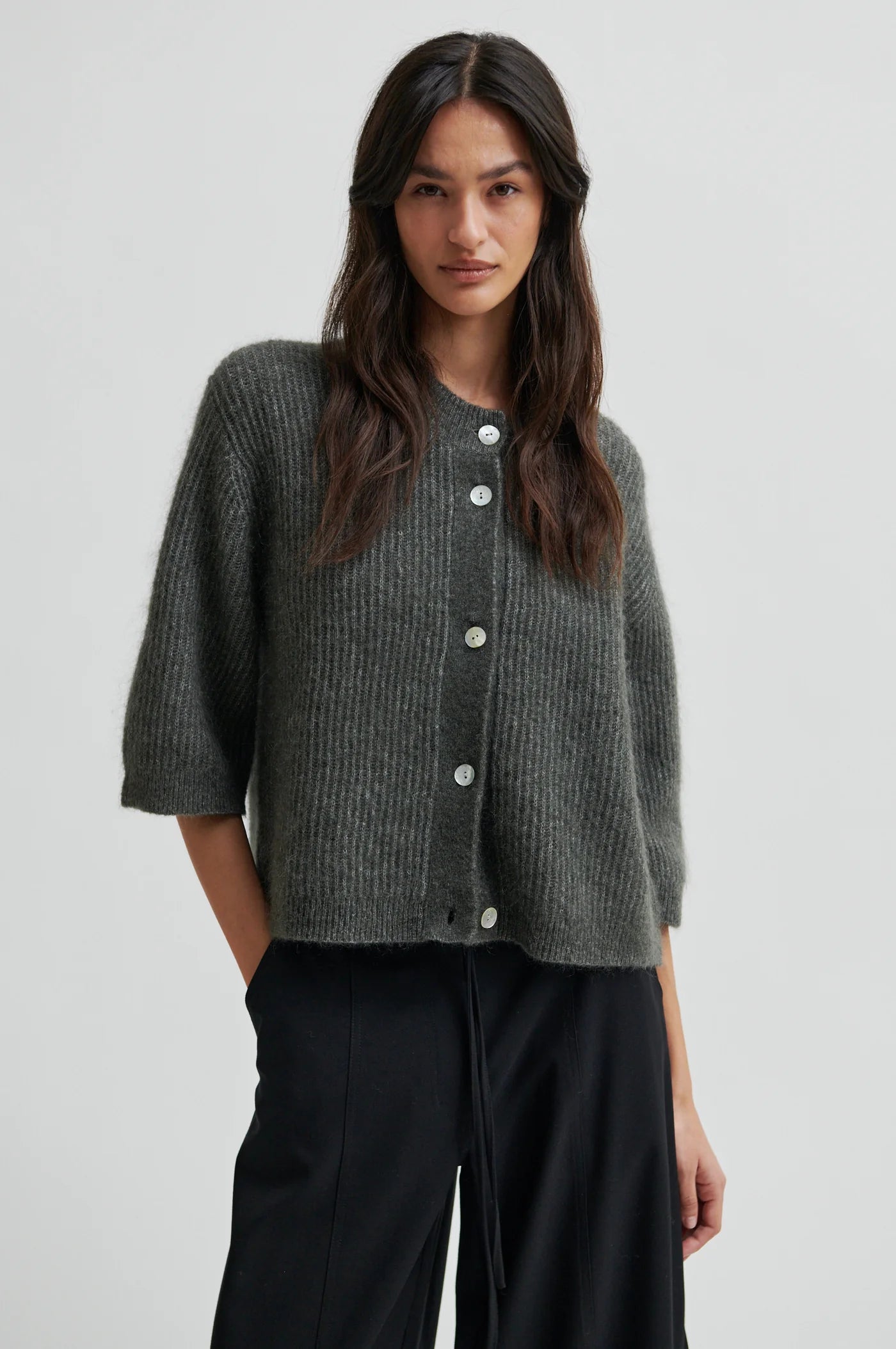 ANDREA KNIT RIB CARDIGAN SECOND FEMALE
