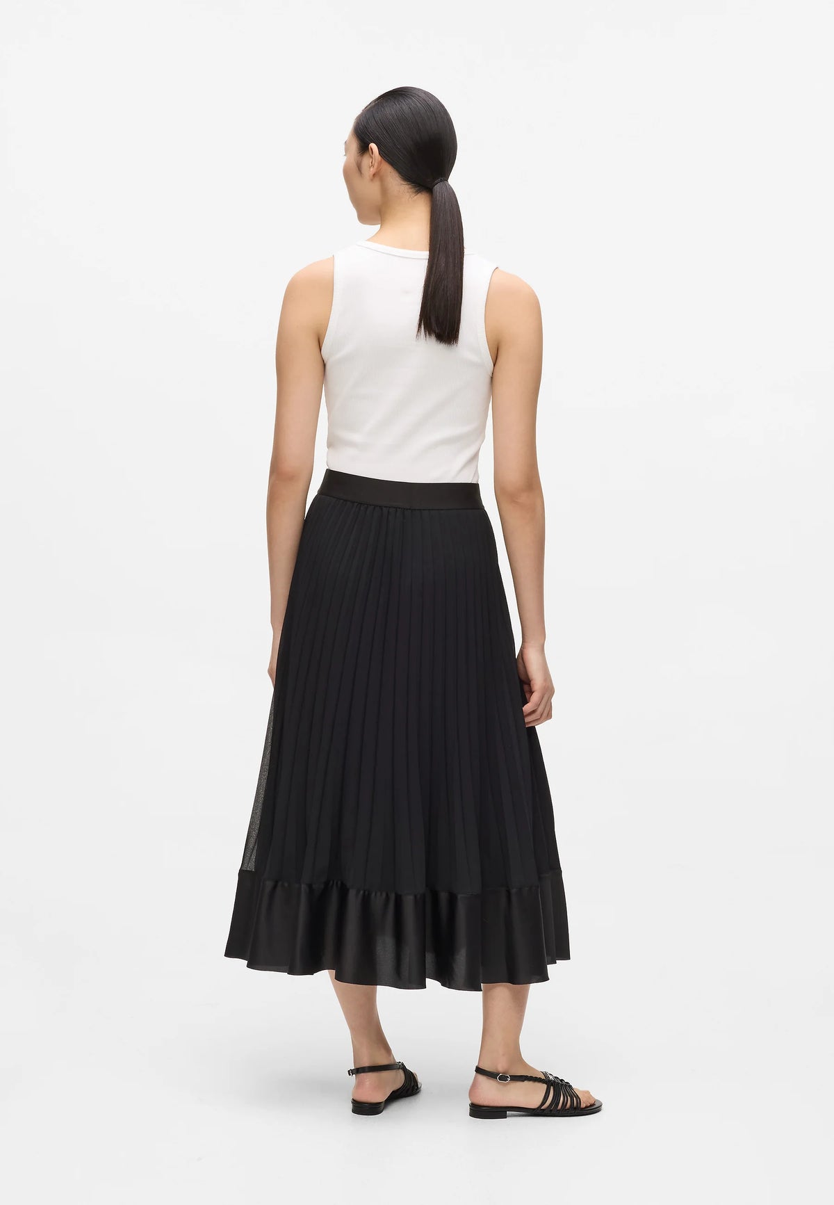 SVART PLEATED KJOL KARL LAGERFELD