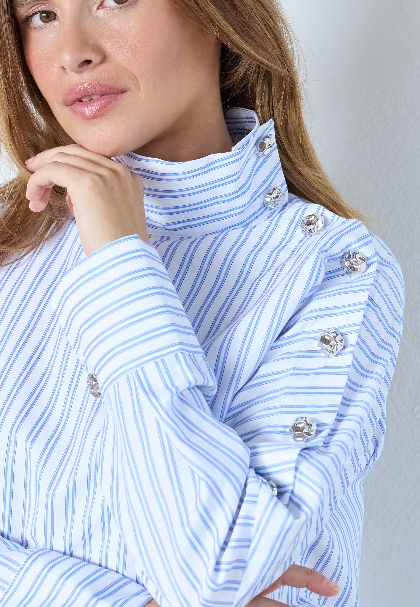 DEVIN ASYM BUTTON BLOUSE