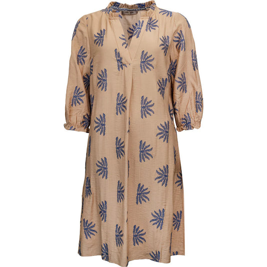 MILEY DRESS - SAND/BLUE PATTERN COSTA MANI