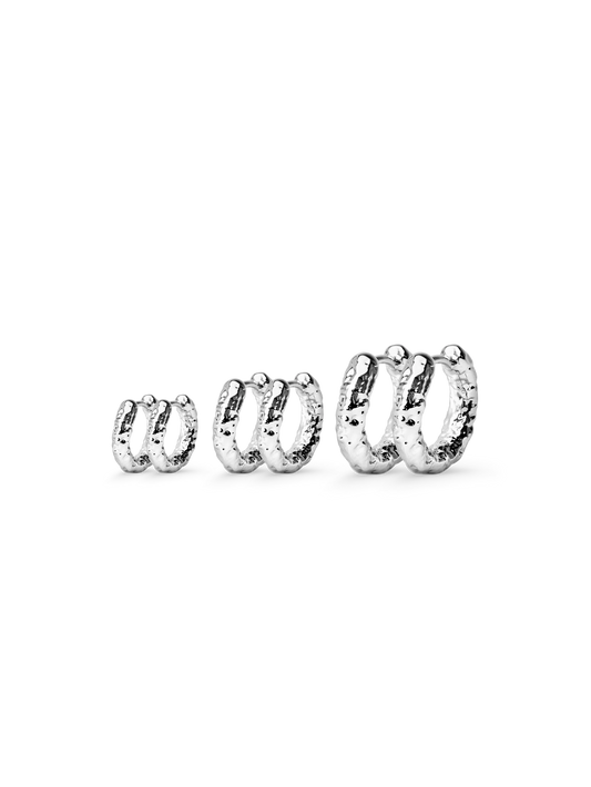 3PACK TEXTURED HOOP EARRINGS