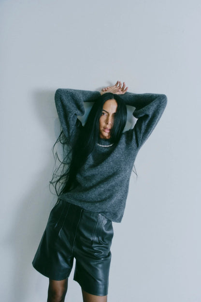 IBRA - PULLOVER WITH BALLOON SLEEVE IN GREY