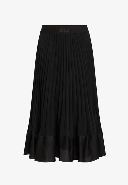 SVART PLEATED KJOL KARL LAGERFELD