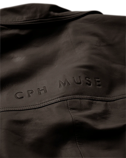 ROYAL - OVERSIZED LEATHER JACKET IN BROWN