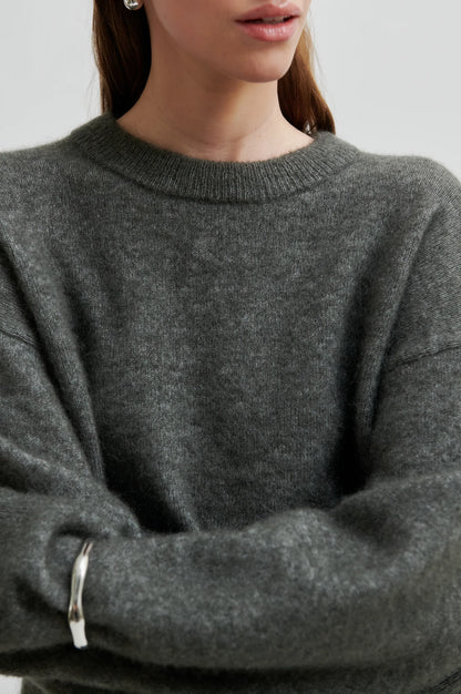 BROOK KNIT DROP SHOULDER O-NECK SECOND FEMALE