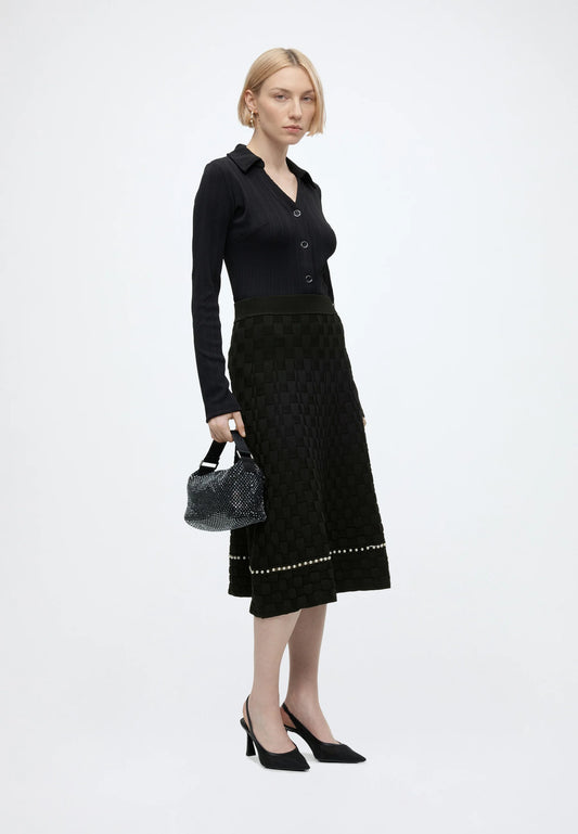 PEARL DETAILS KNIT SKIRT