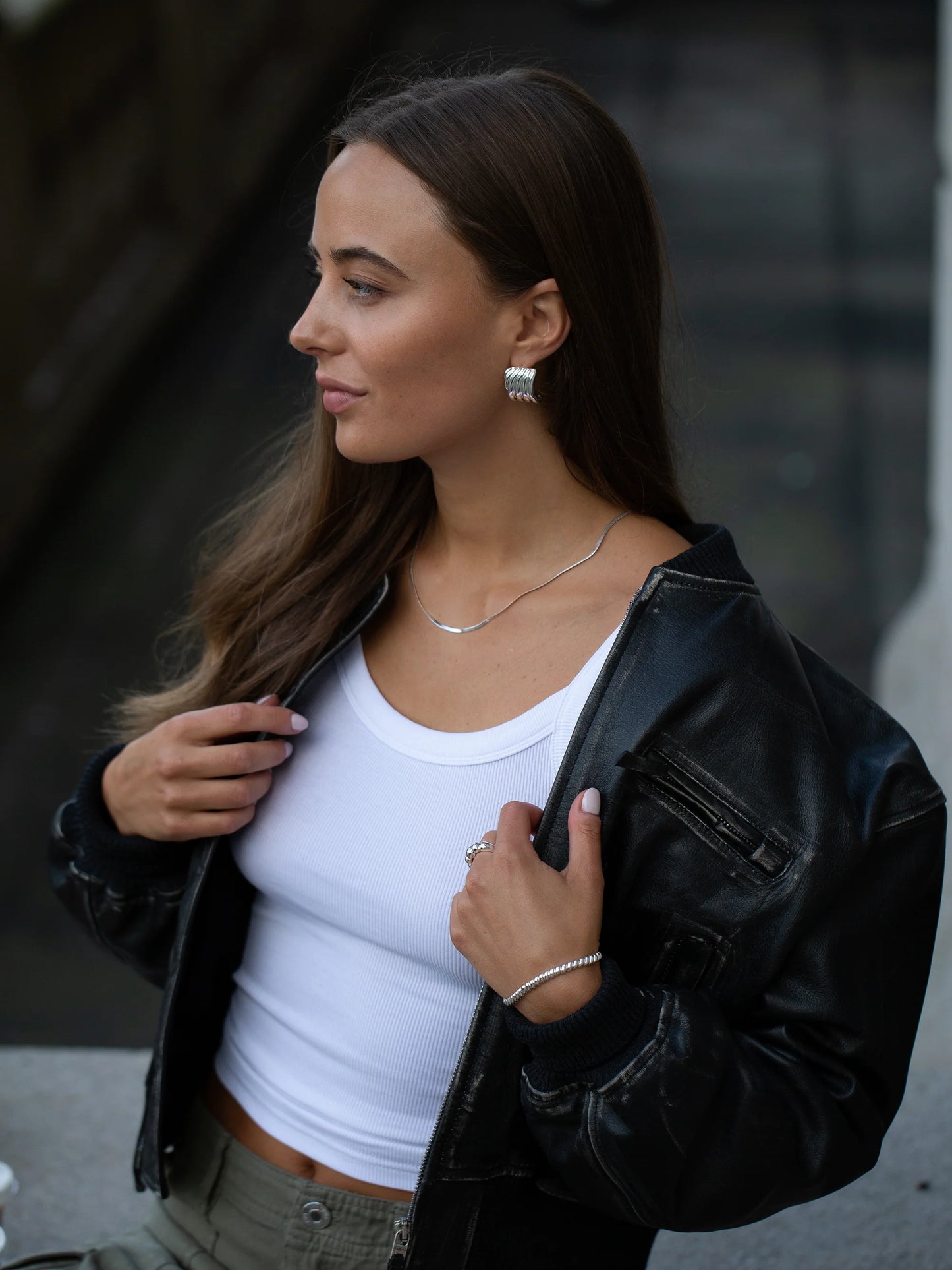 THIN SHAKE CHAIN NECKLACE SILVER