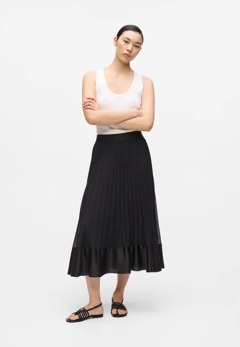 SVART PLEATED KJOL KARL LAGERFELD