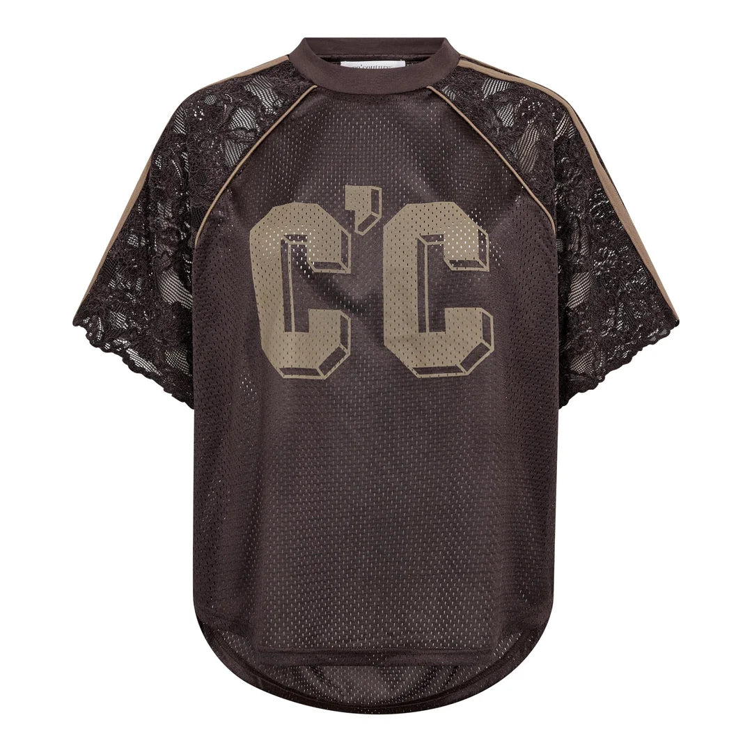 TREY LOGO LACE TOP CO COUTURE