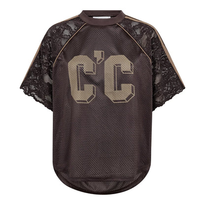 TREY LOGO LACE TOP CO COUTURE