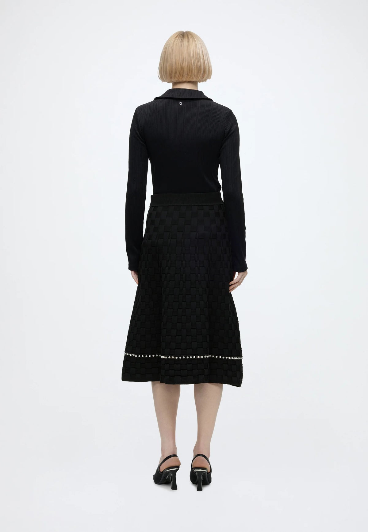 PEARL DETAILS KNIT SKIRT