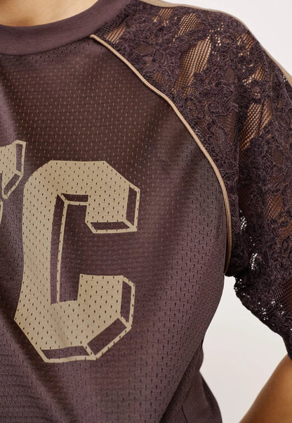 TREY LOGO LACE TOP CO COUTURE