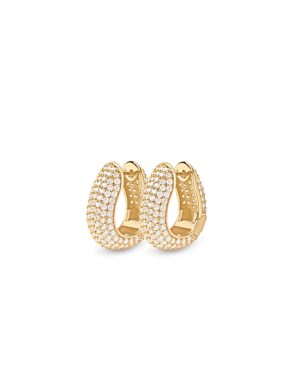 OVAL PAVE DOME HOOPS