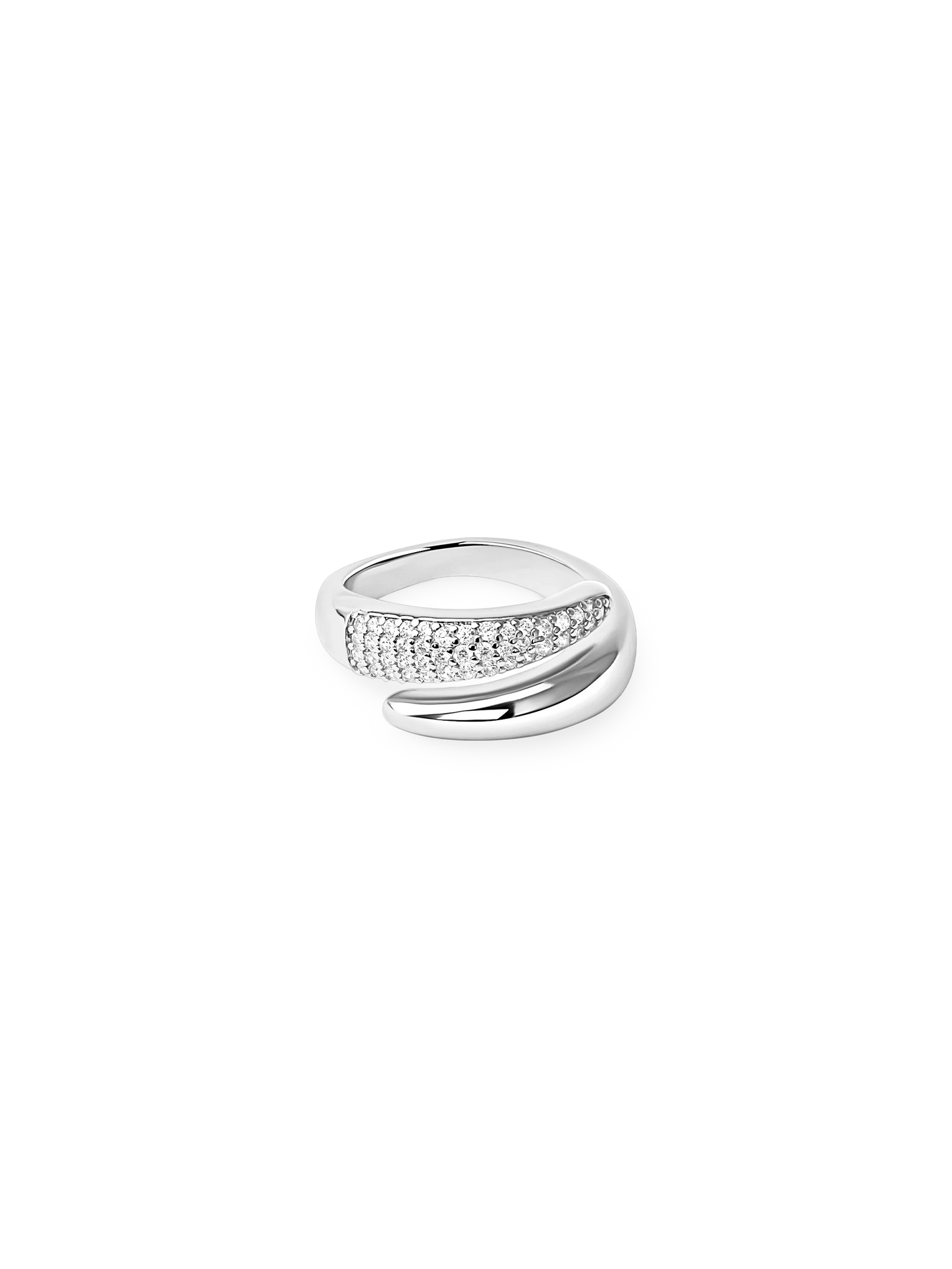 ADJUSTABLE DUO ZIRCONIA RING SILVER