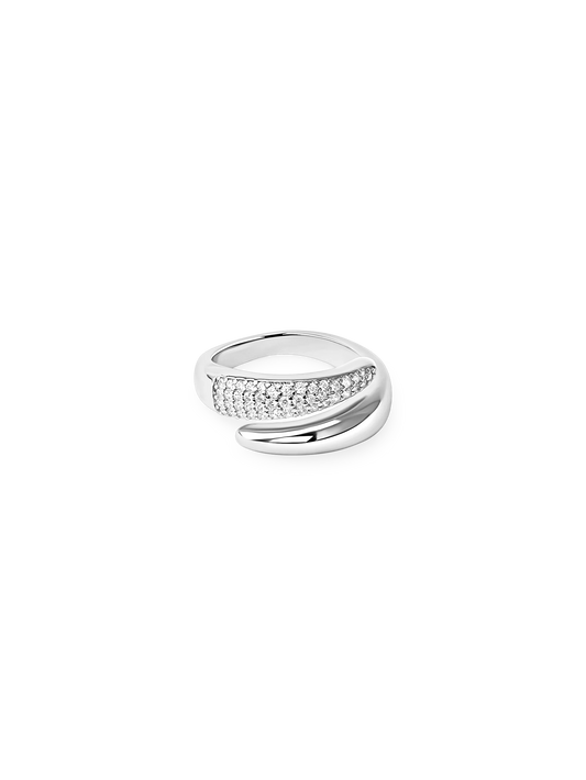 ADJUSTABLE DUO ZIRCONIA RING SILVER