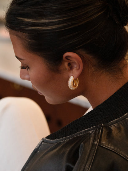 OVAL PAVE DOME HOOPS