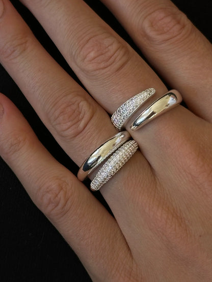 ADJUSTABLE DUO ZIRCONIA RING SILVER