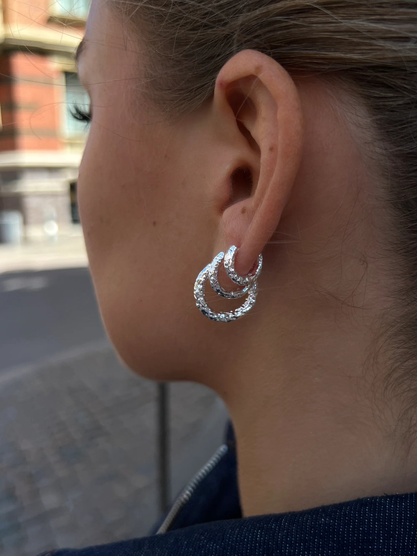 3PACK TEXTURED HOOP EARRINGS