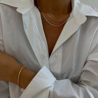 THIN TENNIS NECKLACE GULD