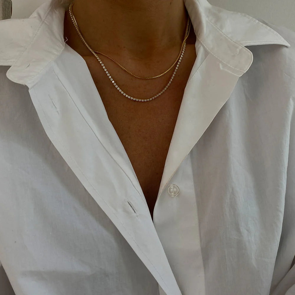 THIN TENNIS NECKLACE GULD